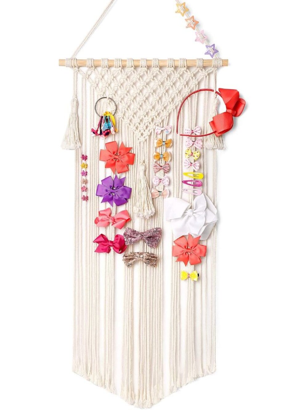 Macrame Hair Bow Holder Hanging Hair Clips Hanger Headband Storage Organizer Fri
